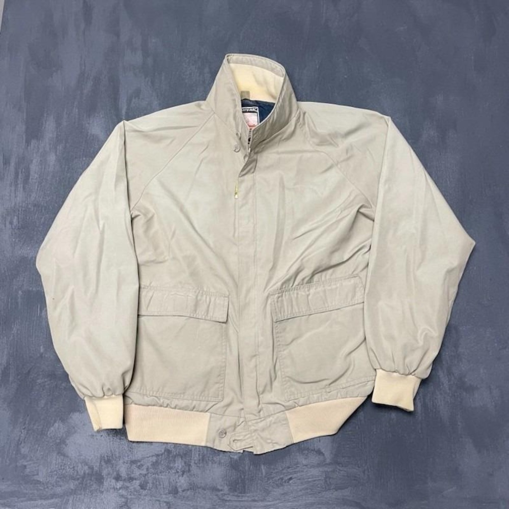 vintage Mighty Mac harrington jacket mens medium beige 1990s loop collar